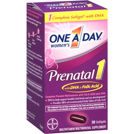 One A Day prénatale Femmes 1 avec DHA et acide folique multivitamines / Supplément Multiminéraux, 30 count