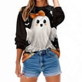 thumbnail image 5 of Yteetum Oversize Sweatshirts for Women Halloween Cute Ghost Graphic Print Crewneck Pullover Fleece Sweatshirts Tops Womens Casual Ghost Print Round Neck Loose Sport Long Sleeve Hoodless Sweatshirts, 5 of 9