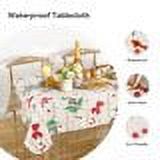 Ray Star Vinyl Christmas Tablecloth Rectangle 52x90 inch with Flannel Backed for 4 Foot Tables, Plastic Red and Green, Waterproof and Oilproof