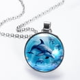 thumbnail image 2 of Dolphin Elegant Glass Circular Pendant Necklace - Stylish Necklaces for Women, 2 of 5