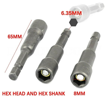 

BAMILL 3PCS HEX MAGNETIC NUT DRIVER IMPACT DRILL BIT 8-12MM NUTS POWER TOOLS BITS