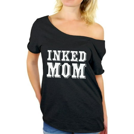Awkward Styles Inked Mom Off Shoulder Shirt Tattooed Mom Tshirt Off The Shoulder Women's Tattoo Flowy Top Tattooed Baggy Shirt Tattoo Shirts for Mom Best Mom Tshirt Cool Mom Gifts Amazing Mom (Best Shoulder Tattoos For Guys)