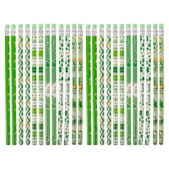 SHISUYAN 24 Pcs Adorables Crayons d'Écriture Crayons de Croquis en Bois avec Motif de la Saint-Patrick
