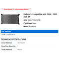 thumbnail image 2 of Radiator - Compatible with 2004 - 2009 Audi S4 2005 2006 2007 2008, 2 of 2