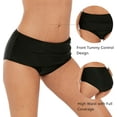 thumbnail image 3 of Solid Ruched Bikini Bottoms for Women High Cut Black Swimsuit Bottoms, 3 of 6
