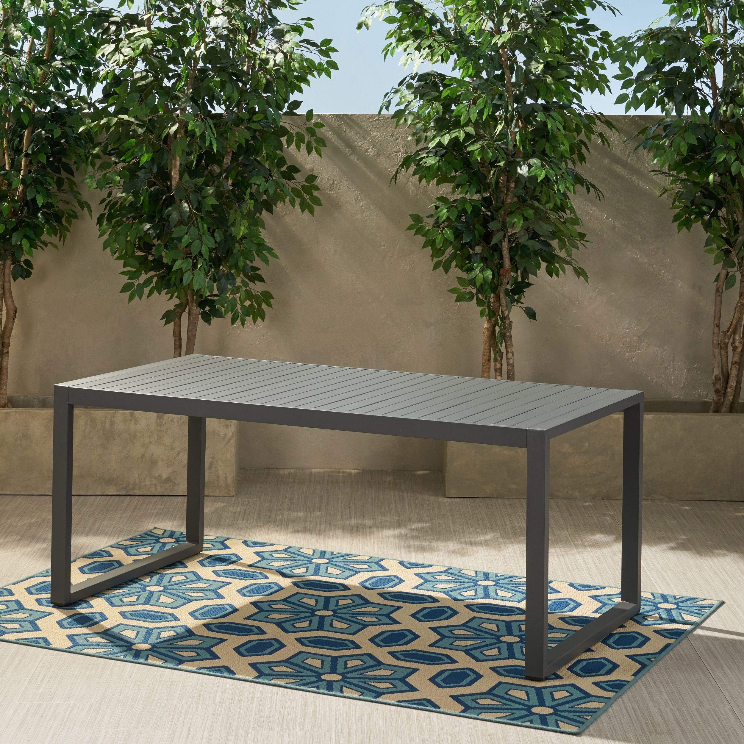 Noble House Navan Outdoor Dining Table in Silver