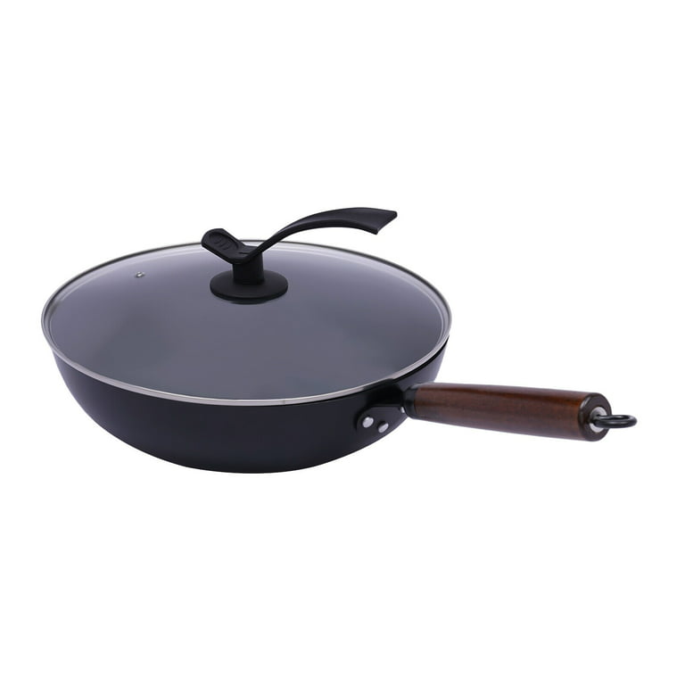 32cm Iron Wok Without Coating Iron Pan Non-Stick Pan Gas Stove Induction  Cooker Kitchen Cookware