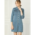 thumbnail image 3 of Vestido Camisero De Mezclilla Hasta La Rodilla Allegra K Mujer Bebe azul XS, 3 of 6
