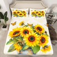 thumbnail image 2 of Homewish Country Sunflower Twin Sheet Sets,Rustic Plant Twin Fitted Sheet,Yellow White Flat Sheet For Girls Kids,Ultra Soft Home Decor,3 Pieces, 2 of 7