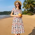 thumbnail image 4 of Rocae Paris for Dresses Summer Casual Ruffle Short Sleeve Cute Crew Neck Flowy Dress with Pockets, 4 of 6