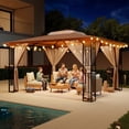 thumbnail image 5 of KAMEROUT 13'x11' Patio Gazebo, Double Tiered outdoor gazebo with Mosquito Nettings for Backyard, Garden, Lawn, Brown, 5 of 12