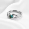 thumbnail image 3 of PAURO Women's Stainless Steel Minimalist Blue White Zirconia Rings Inlay 3 Stone Wedding Statement Band Silver Size 7, 3 of 5