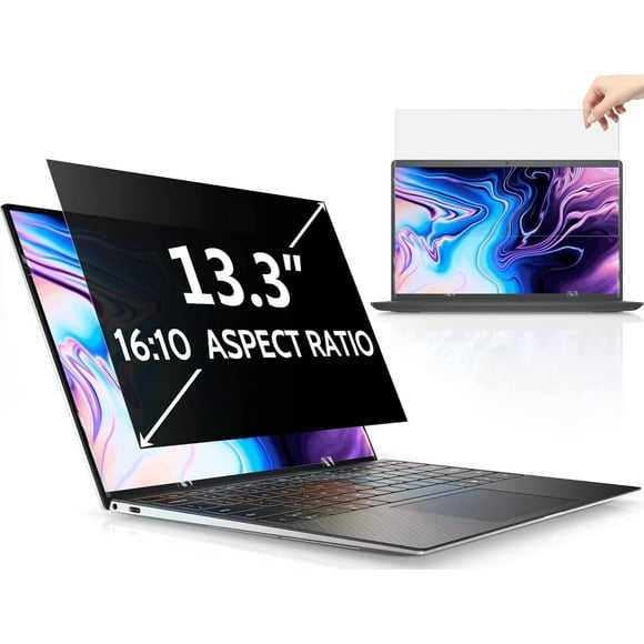 Laptop Privacy Screen 13.3 Inch 16:10 Aspect, Glare Anti Blue Light Removable Slide Mount Tabs Privacy Filter Screen