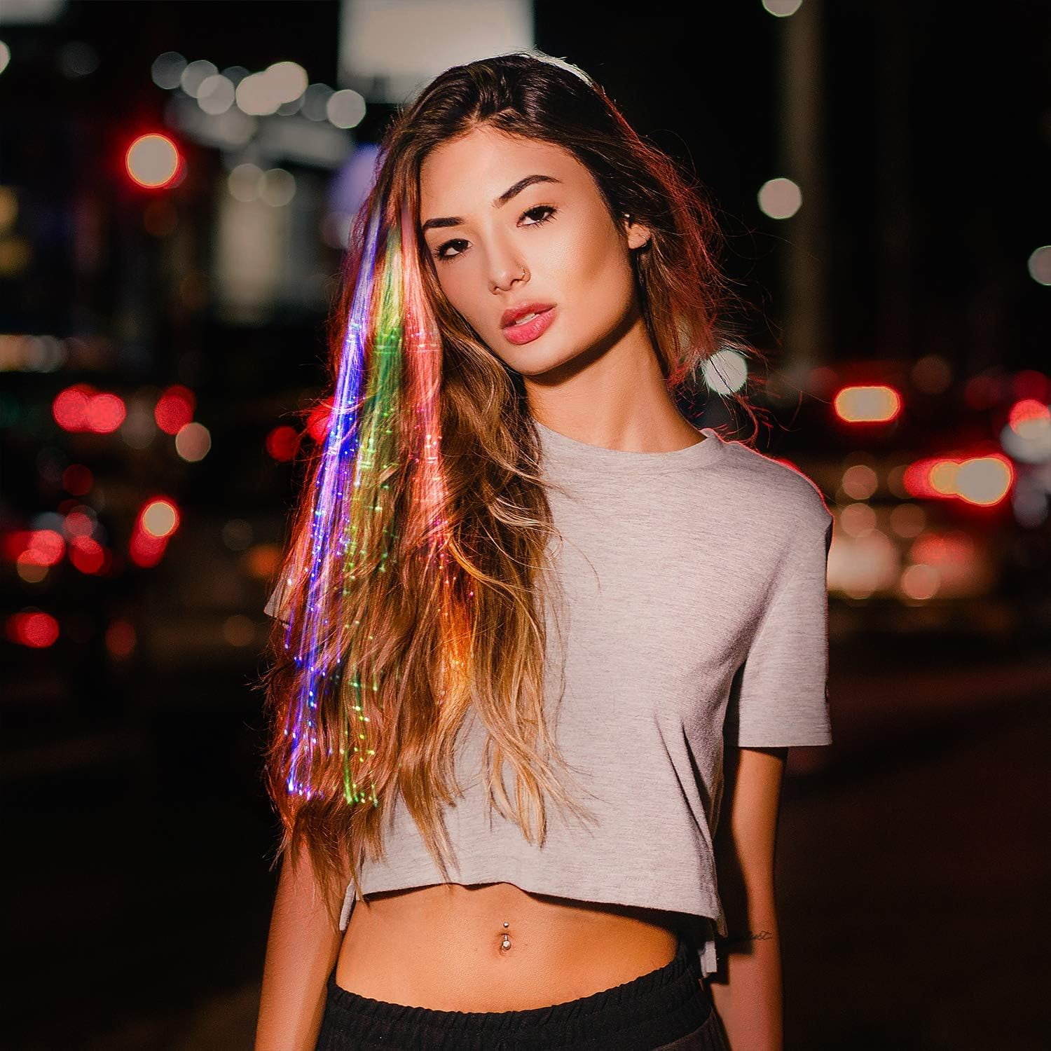 LINLIN Light Up Hair, LED Hair Extensions LED Hair Led Luminous Wig LED Luminous Braids Hair Fiber Jewelry Luminous
