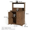thumbnail image 2 of Farmhouse Coffee Bar Cabinet with Storage,31.5" Kitchen Cabinet with Hooks and Charging Station,Coffee Station with Adjustable Shelf and Hutch,Sideboard for Living Dining Room, 2 of 17