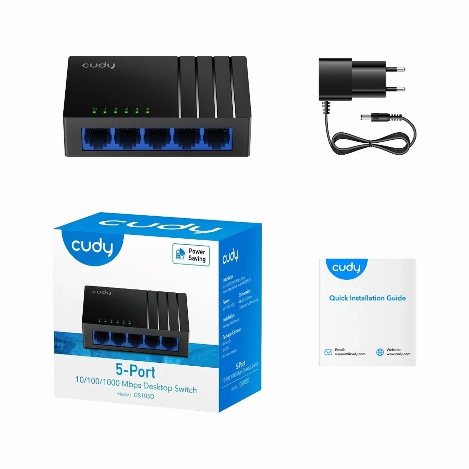 CRESTIN- Cudy GS105D | 5-Port 10/100/1000Mbps Gigabit Ethernet Desktop Switch