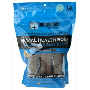 Indigenous Dental Health Bones - Potato & Lamb Flavor [Dog, Treats Packaged] 13 Count