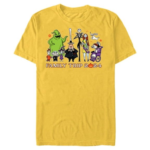 Disney The Nightmare Before Christmas Fall Family Trip 2024 - Short Sleeve Blended T-Shirt for Adults - Customized-Yellow