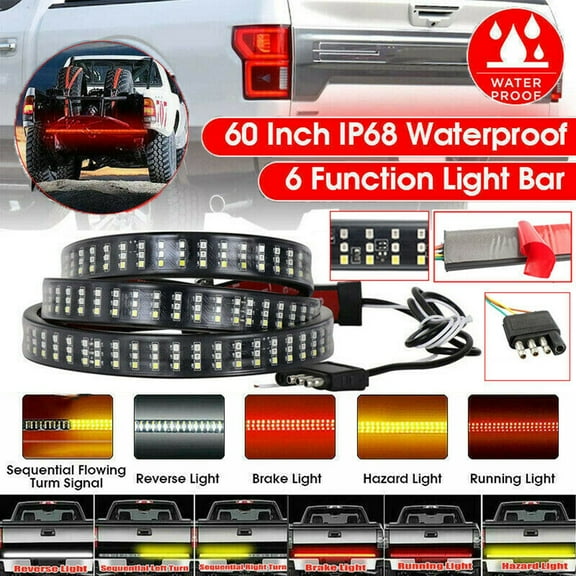 BASSTOP 60" 6 Modes 432LED Truck Strip Tailgate Light Bar 3Row Reverse Brake Signal Tail