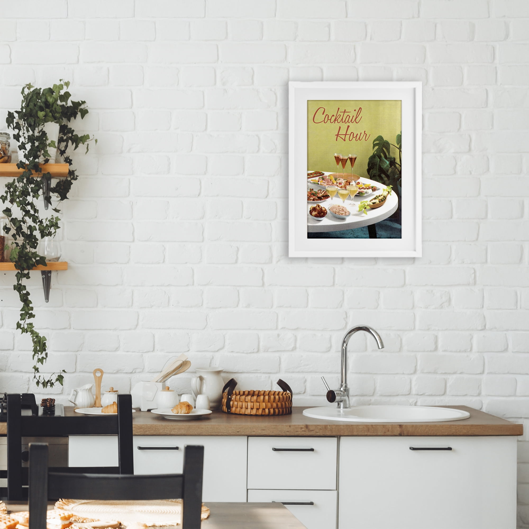Stupell Industries Cocktail Hour Table Spread White Framed Print Under Glass, design by Tim Wright