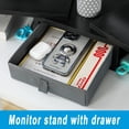 thumbnail image 2 of Dual Monitor Stand Riser with Drawer - Length and Angle Adjustable Double Monitor Riser Corner Desk Shelf Organizer Long Monitor Riser for 2 Monitors/Laptop/PC/Screen/TV (Black, 72-94L cm), 2 of 5