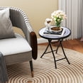 thumbnail image 2 of Gymax Round Folding Side Table 18 Inch Patio Coffee Table w/ Tempered Glass Tabletop Grey, 2 of 10