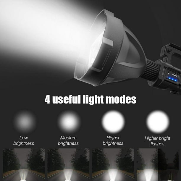 Linterna recargable con 4 modos de luz LED superbrillante, resistente al agua IPX5, para trabajo, senderismo y acampada