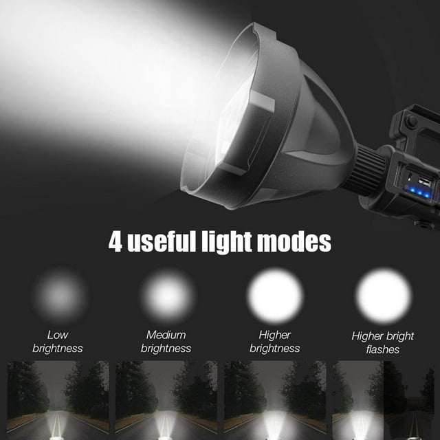 Linterna recargable con 4 modos de luz LED superbrillante, resistente al agua IPX5, para trabajo, senderismo y acampada