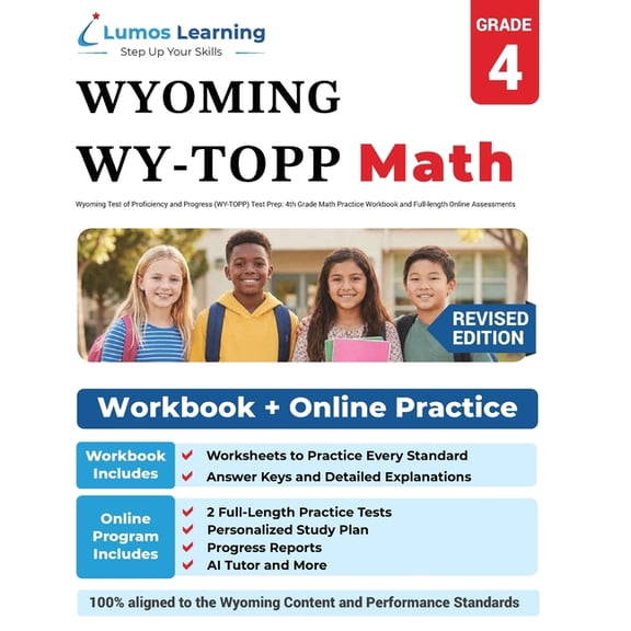 Wyoming Test of Proficiency and Progress (WY-TOPP) Test Prep: 4th Grade Math Practice Workbook and Full-length Online As, (Paperback)