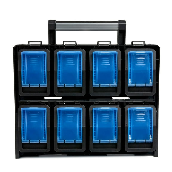 Tafco 8-Compartment Wall Mount Quick Release Small Parts Organizer, Blue