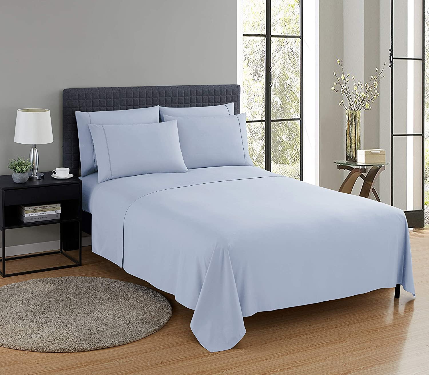 Nestl Bedding Wholesale Anti Bacterial Sheets - 90 GSM with Special Anti Bacterial Chemical Added - Queen - Ice Blue