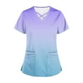 thumbnail image 5 of Stamzod Women's V-Neck Scrub Tops Cross Design Short Sleeve Womens T Shirts Gradient Slim Fit Comfy Working Uniform with Nursing Pockets, 5 of 5