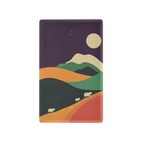 Yayeee Blank Wall Plate Cover 1-Gang 4.5"x2.7" Home Unused Decorative Outlet, Purple Mountain