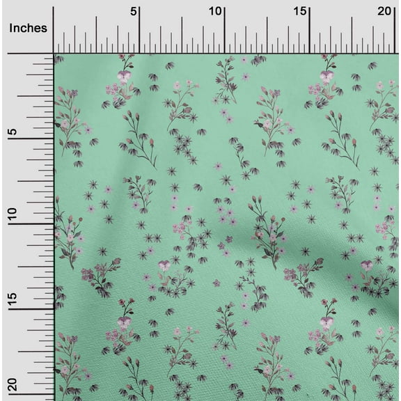 oneOone Cotton Poplin Twill Light Mint Green Fabric Leaves & Floral Artistic Craft Projects Decor Fabric Printed By The Yard 56 Inch Wide