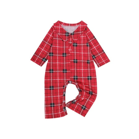 

NECHOLOGY Matching Family Christmas Pajamas Deer Family Christmas Pajamas Soft Plaid Print Pajamas for Family Summer Suit Red 3-6M