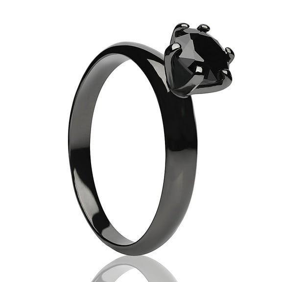 Solitaire Wedding Ring - Titanium Wedding Ring - Engagement Ring - Black CZ Ring - Gunmetal, 4