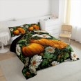 thumbnail image 3 of Feelyou Teens Autumn Pumpkin Full Size Comforter Sets, Rustic Groovy Flower Bedding Comforter Set, Bohemian Hippie Style Reversible Bedding Sets, Lightweight Room Decor, 3pcs, 3 of 8