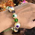 thumbnail image 3 of Mardi Gras Bracelet for Women, Green Purple Gold Polka Dot Glass Beaded Jewelry, Birthday Christmas Gift Idea, 1 pc, 3 of 10
