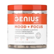 The Genius Brand Mood + Focus Nootropic – 400mg Organic Lion’s Mane, Alpha GPC & Citicoline – Memory & Focus Supplement – 30 Servings