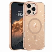 VENINGO Magnetic for iPhone 16 Pro Case Clear Glitter, Compatible with Mag-safe, TPU Transparent Shockproof Slim Bling Sparkly Bumper Cover Phone Case for Women Girls, Desert Titanium
