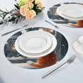 thumbnail image 4 of 15.4" Round Placemat Set of 1 Polyester Fabric Place Mats Non-Slip Dining Kitchen Table Mats for Kitchen Party Decor Cat by The Window, 4 of 5