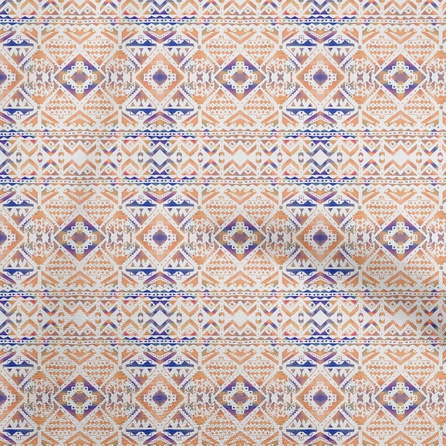 oneOone Viscose Chiffon Orange Fabric Tribal Sewing Material Print Fabric By The Yard 42 Inch Wide