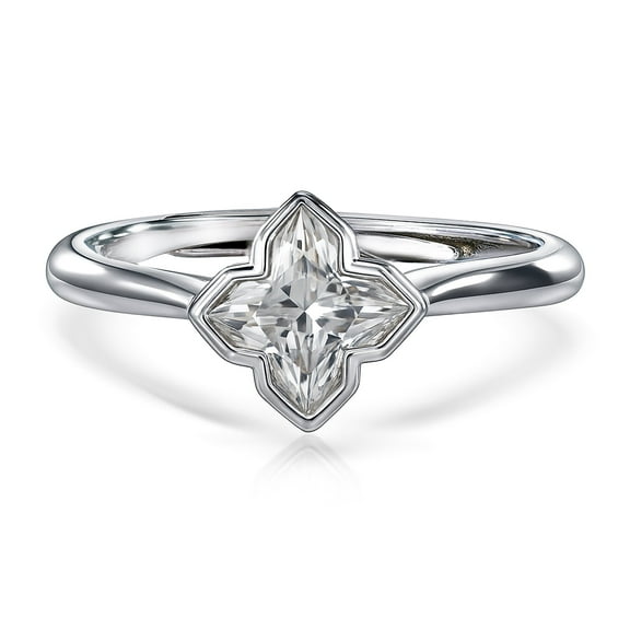 JeenMata 2.7 Carat Flower Inspired Moissanite Engagement Ring - 18K White Gold Plating Promise Ring for Women