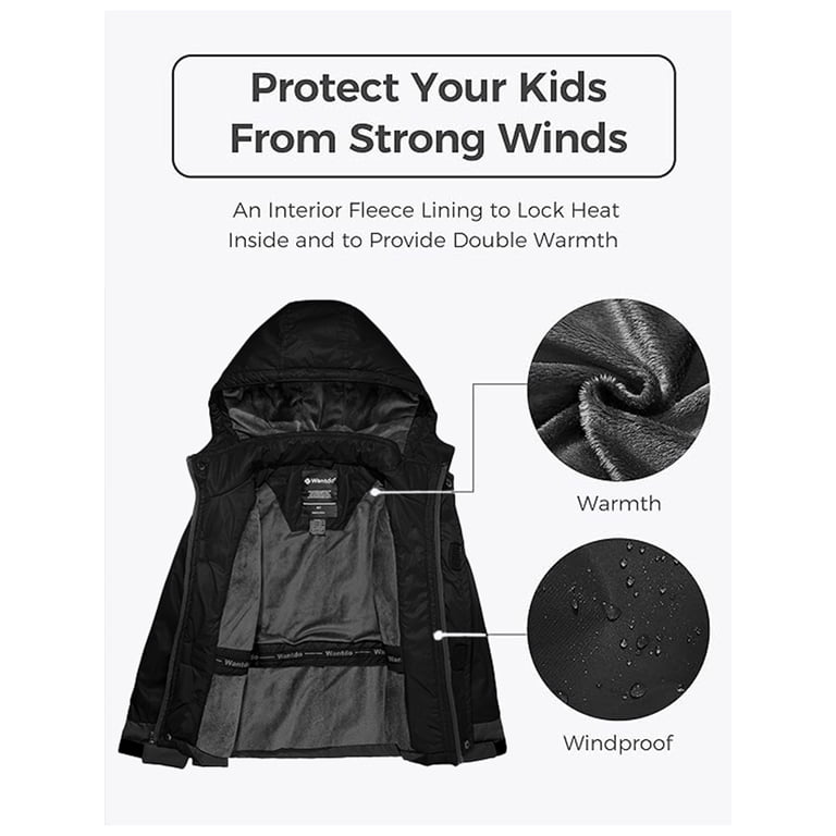 Wantdo Boys' Waterproof Ski Jacket with Detachable Hood photo 3
