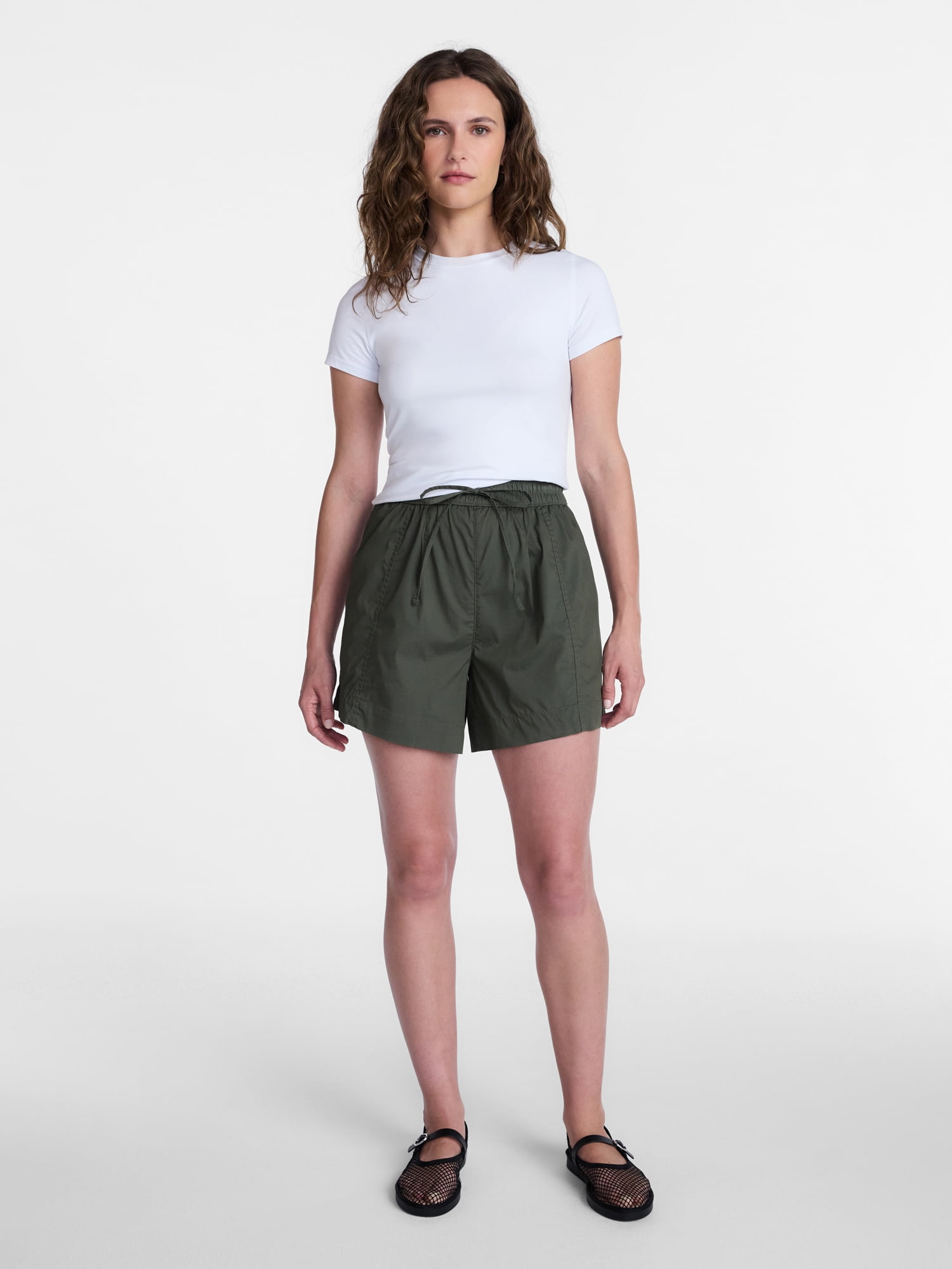 Time and Tru Women’s Mid Rise Poplin Shorts, Sizes XS-XXXL
