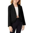 thumbnail image 4 of HNMKIU Girls Formal Jacket Solid Color Lapel Suit Open Front Long Sleeve Girls Coat for Kids Size 5-14 Years Black,7-8 Years, 4 of 9