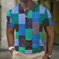 thumbnail image 2 of Bibifish Mens Polo Shirts Multi Color Square Block Patch Shirts Mens Spring Summer Daily Outdoor Wear Tops, 2 of 5