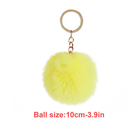 Linyer Fuzzy Ball Keychain Supple Comfortable Lovely Key Rings Adorable Practical Key Chains Women for Children Adults Elderly Students Yellow 10cm