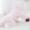 thumbnail image 6 of Newborn Baby Girl Boy Cute Bear Ear Warm Fleece Hooded Jumpsuit Romper Snowsuit, 6 of 8