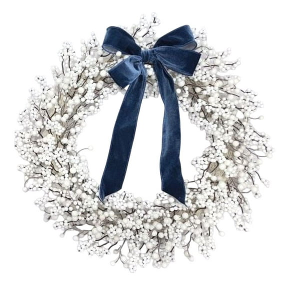 Berry Christmas Wreath, White, 24", by Holiday Time